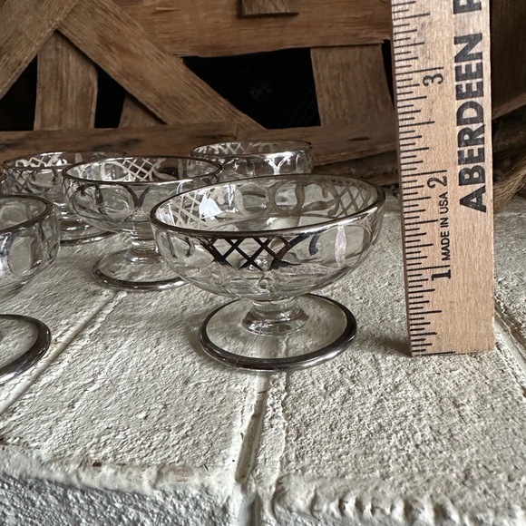 VINTAGE STERLING SILVER OVERLAY GLASS MASTER SALT CELLAR set of 6 (51) - Picture 4 of 6